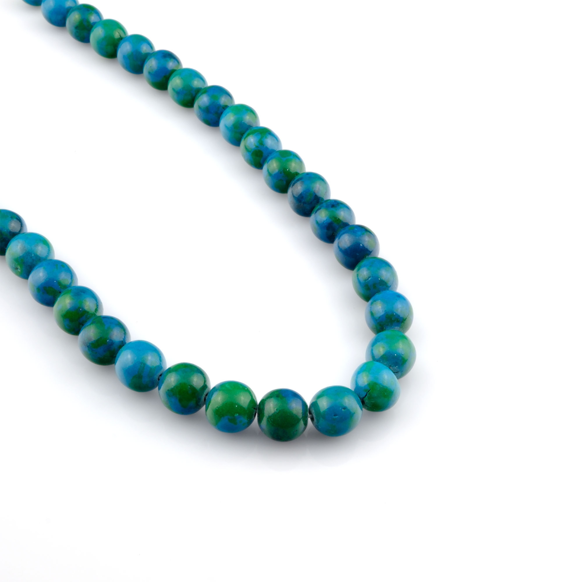 Krizokol toptan doğal taş dizi 12mm – mavi ve yeşil tonlarıyla huzur, iletişim ve duygusal denge enerjisi yayan doğal taş modeli.