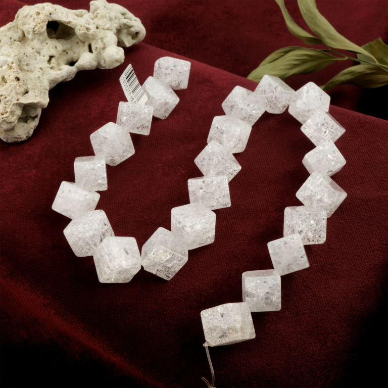 Küp Necef doğal taş dizi 12mm – kristal parlaklığıyla saf enerji, arınma ve berraklık sağlayan toptan doğal taş dizi