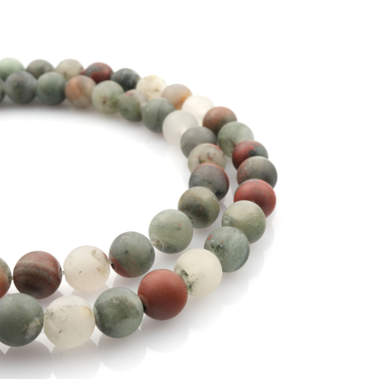 Mat Afrika Kantaşı doğal taş dizi 6mm – kahverengi, krem ve gri tonlarıyla topraklama, denge ve koruma enerjisi sunan toptan doğal taş dizi