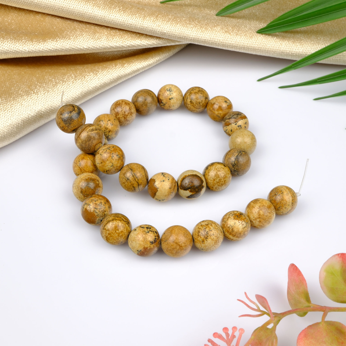 Odun Jasper toptan doğal taş dizi 14mm – toprak tonlarıyla sabır, güç ve dayanıklılık enerjisi yayan benzersiz fosilleşmiş taş modeli.