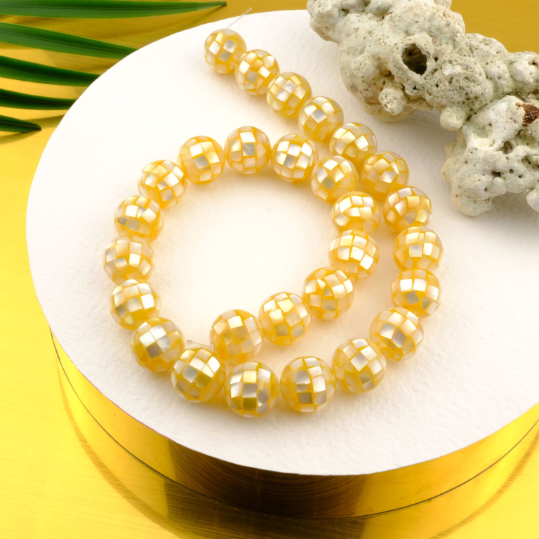 Okyanus Sedef doğal taş dizi 14mm – deniz kabuğundan gelen parlak zarafetiyle iç huzur, denge ve estetik uyum sağlayan toptan doğal taş dizi