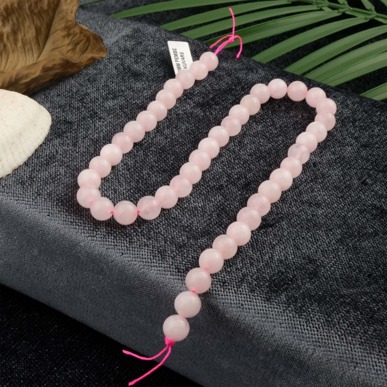 Pembe Kuvars doğal taş dizi 8mm – sevgi, huzur ve kalp çakrası enerjisini destekleyen toptan doğal taş dizi