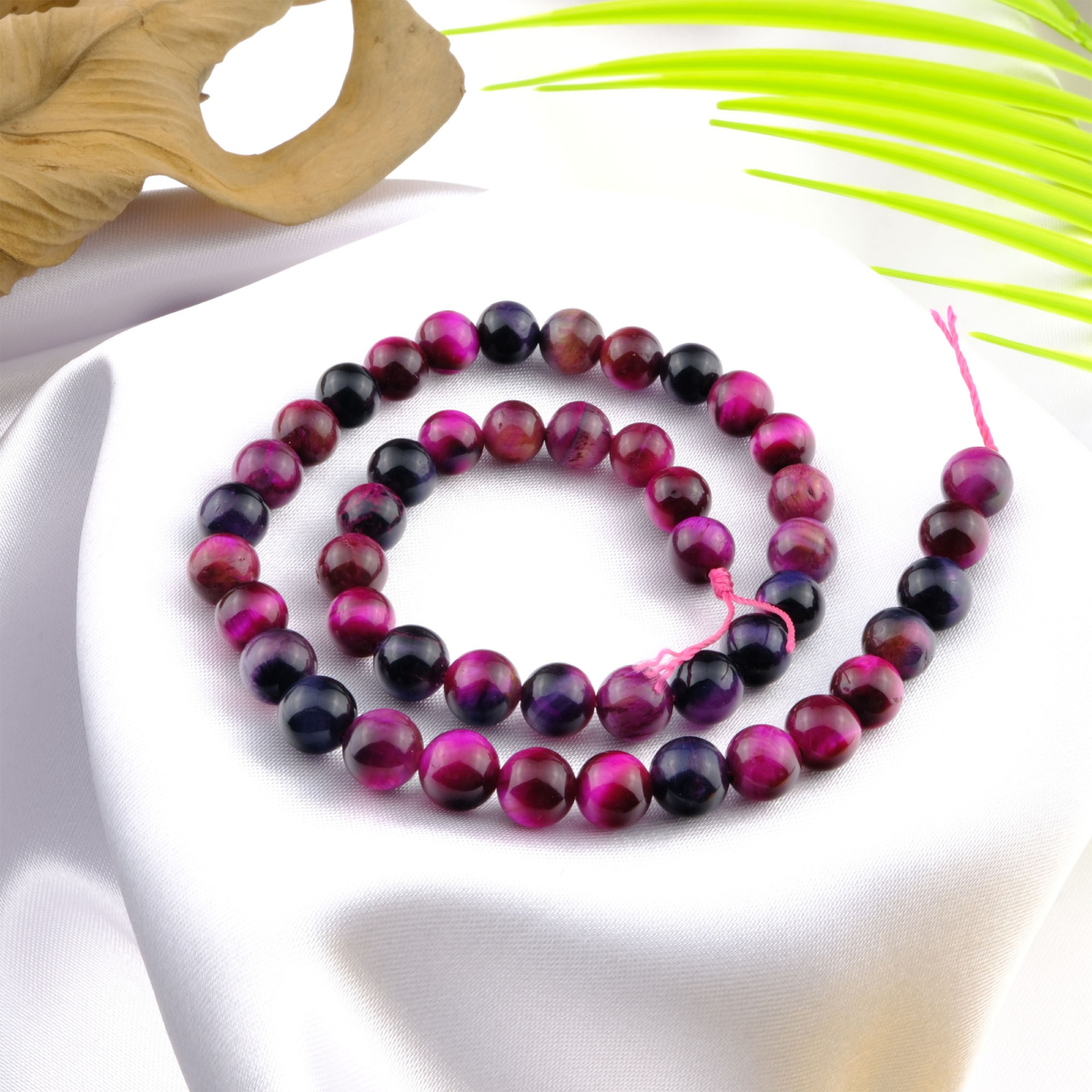 Renkli Kaplangözü doğal taş dizi 8mm – mavi, altın ve kırmızı tonların birleşimiyle koruma ve denge sağlayan toptan doğal taş dizi