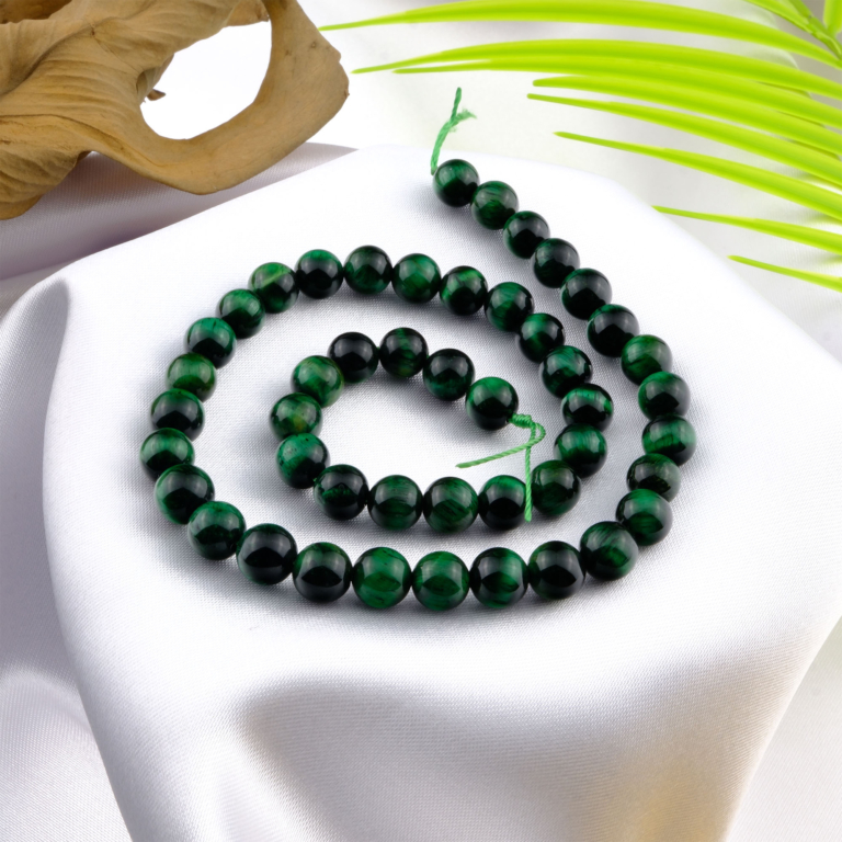 Renkli Kaplangözü doğal taş dizi 8mm – altın, kırmızı ve mavi tonlarıyla enerji, cesaret ve koruma sağlayan toptan doğal taş dizi