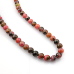 Rodonit doğal taş dizi 10mm – pembe ve siyah damarlarıyla denge, sevgi ve şifa enerjisi taşıyan toptan doğal taş dizi.