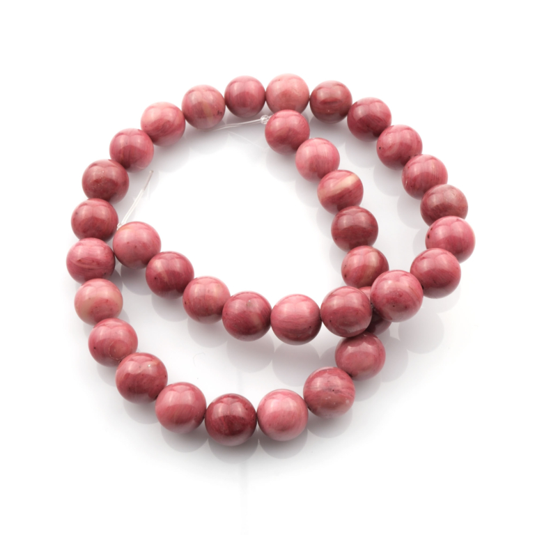Rodonit doğal taş dizi 10mm – sevgi, şefkat ve duygusal denge enerjisini güçlendiren toptan doğal taş dizi