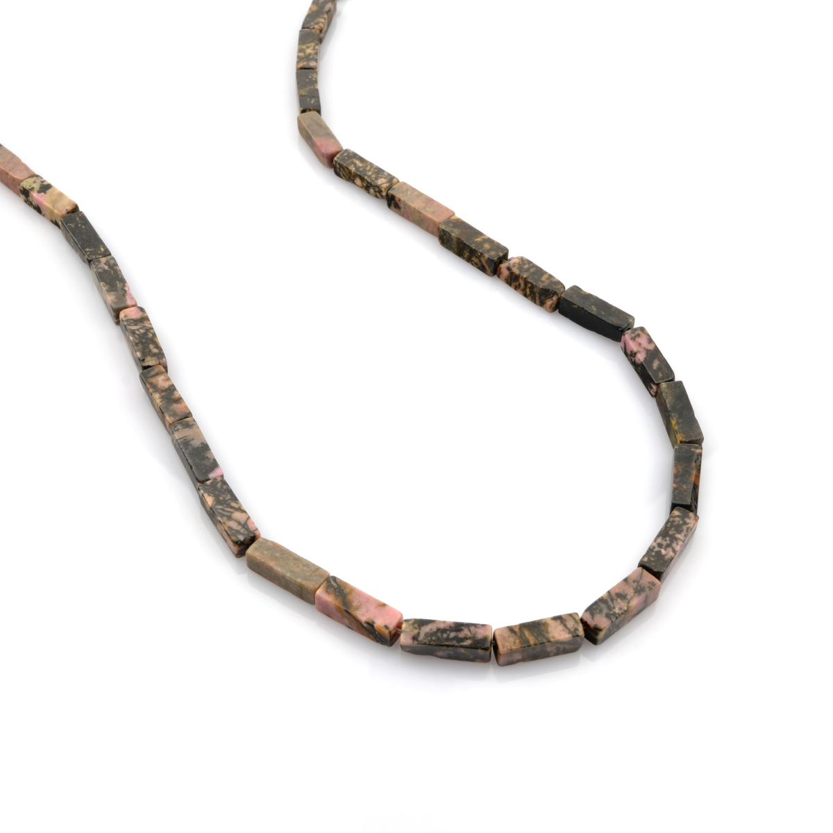 Rodonit doğal taş dizi — toptan doğal taş dizi; pembe ve siyah damarlarıyla sevgi, denge ve duygusal iyileşme enerjisi taşıyan taş.