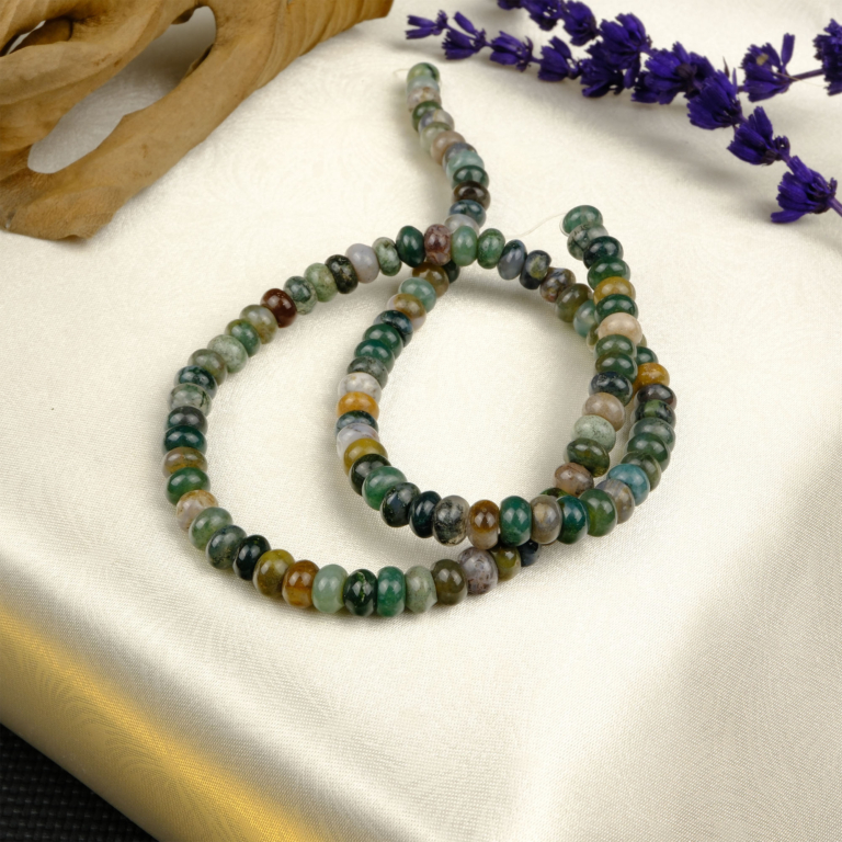 Rondel Kesim Hint Akik doğal taş dizi 6mm – doğanın çok renkli tonlarını yansıtan, denge ve enerji sağlayan toptan doğal taş dizi