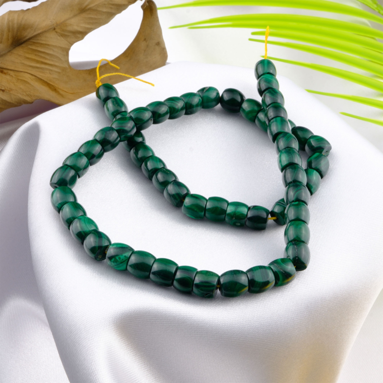 Rondel kesim Malahit doğal taş dizi – denge, dönüşüm ve koruma enerjisini güçlendiren toptan doğal taş dizi