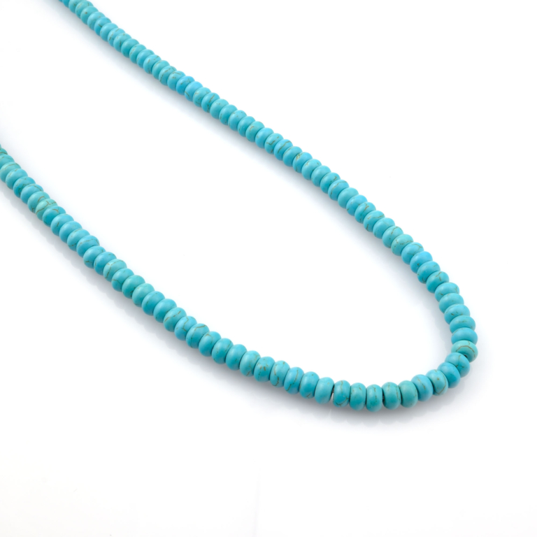 Rondel kesim Turkuaz doğal taş dizi 3x6mm – koruma, denge ve huzur enerjisini mavi-yeşil tonlarıyla yansıtan zarif görünümlü toptan doğal taş dizi.