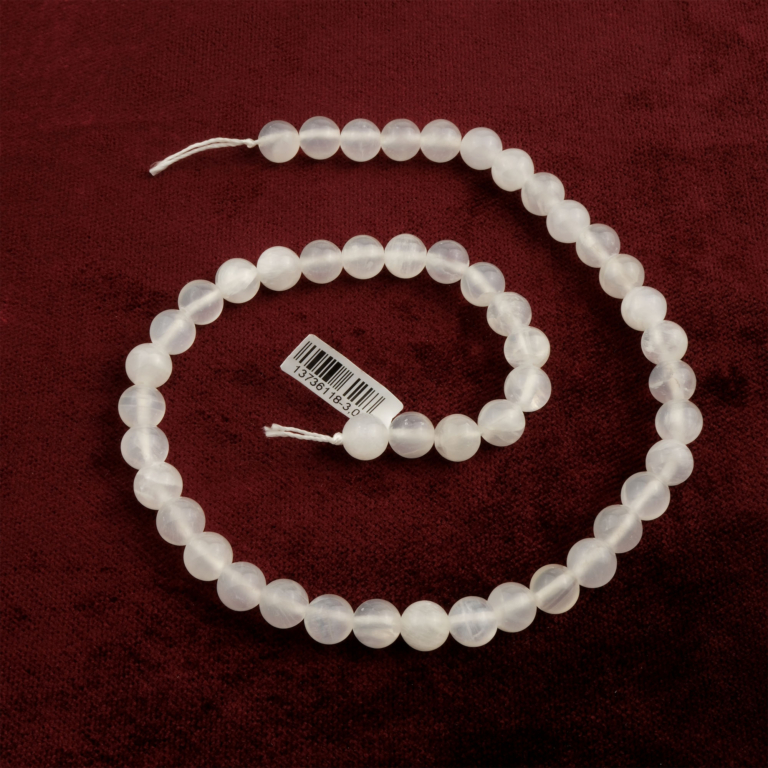 Selenit doğal taş dizi 8mm – saf beyaz ışıltısı ve arındırıcı enerjisiyle öne çıkan toptan doğal taş dizi