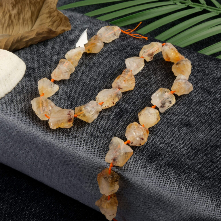 Sitrin doğal taş dizi – sarı tonlarıyla bolluk, neşe ve pozitif enerji yayan toptan doğal taş dizi.