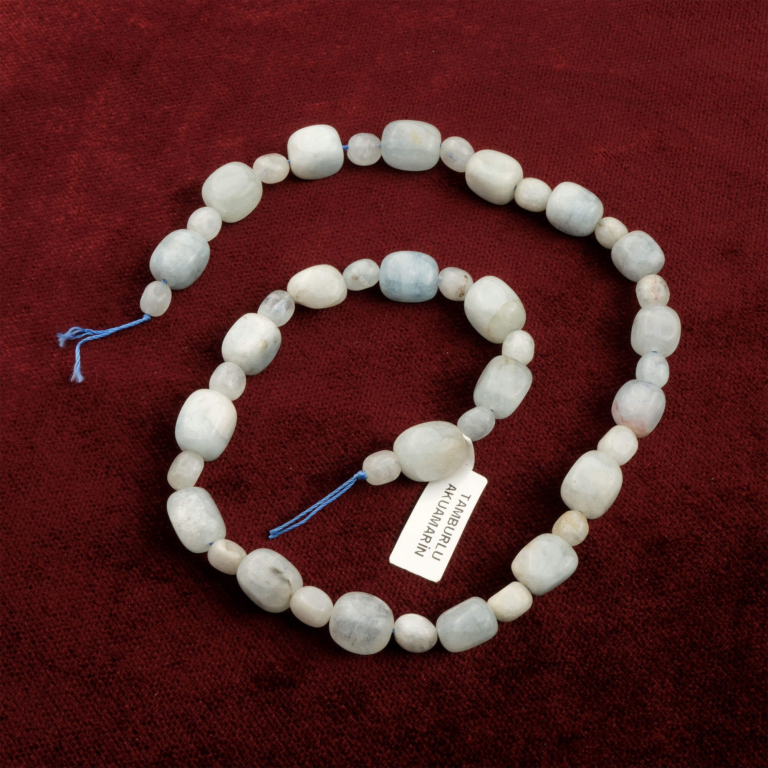 Tamburlu kesim Akuamarin doğal taş dizi – sakinlik, berraklık ve duygusal denge enerjisini destekleyen toptan doğal taş dizi
