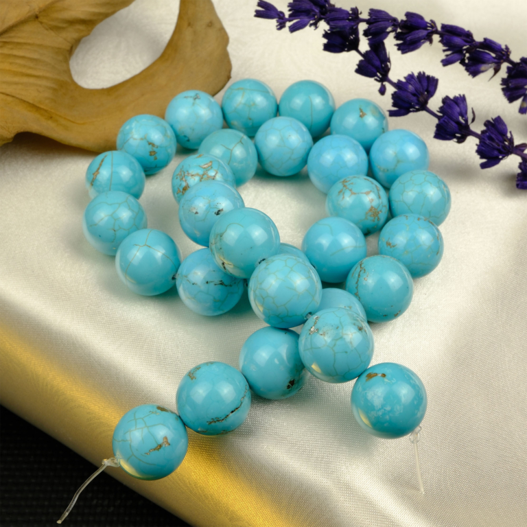 Turkuaz toptan doğal taş dizi 14mm – mavi tonlarıyla korunma, sezgi ve huzur enerjisi yayan doğal taş modeli.