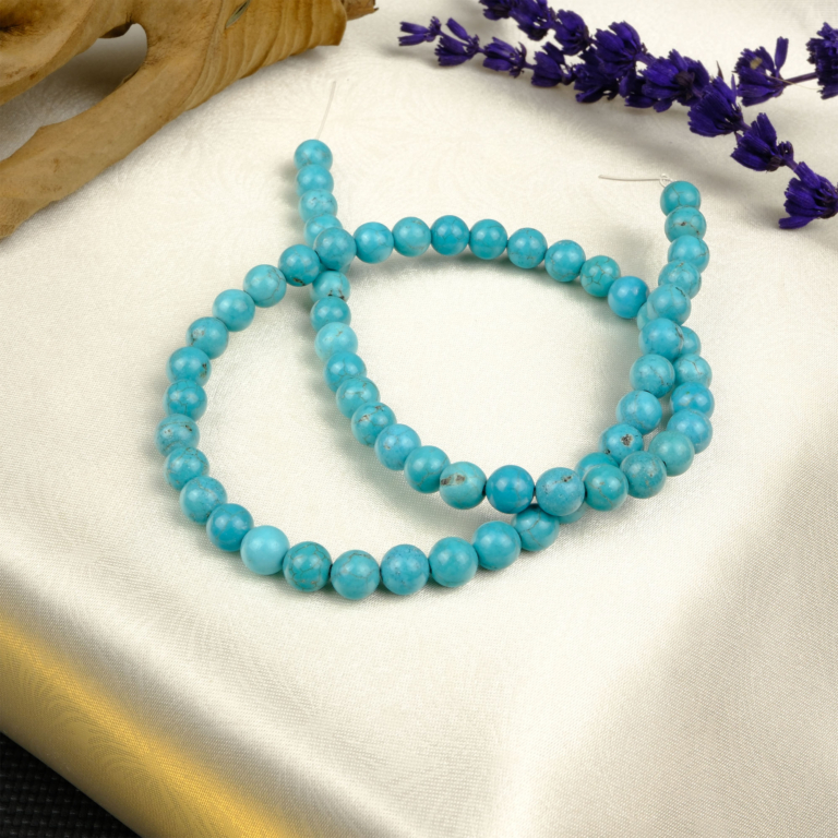 Turkuaz doğal taş dizi 6mm – mavi ve yeşilin huzur verici tonlarını birleştiren, koruma ve denge enerjisiyle öne çıkan toptan doğal taş dizi.