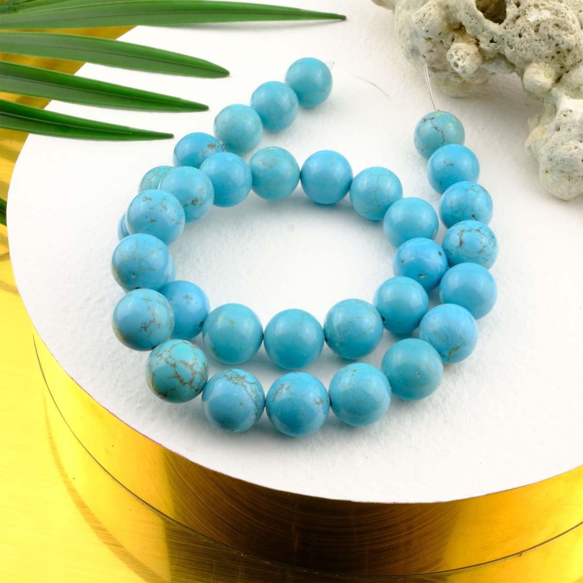 Turkuaz doğal taş dizi 12mm – koruma, şans ve negatif enerji kalkanı sunan toptan doğal taş dizi