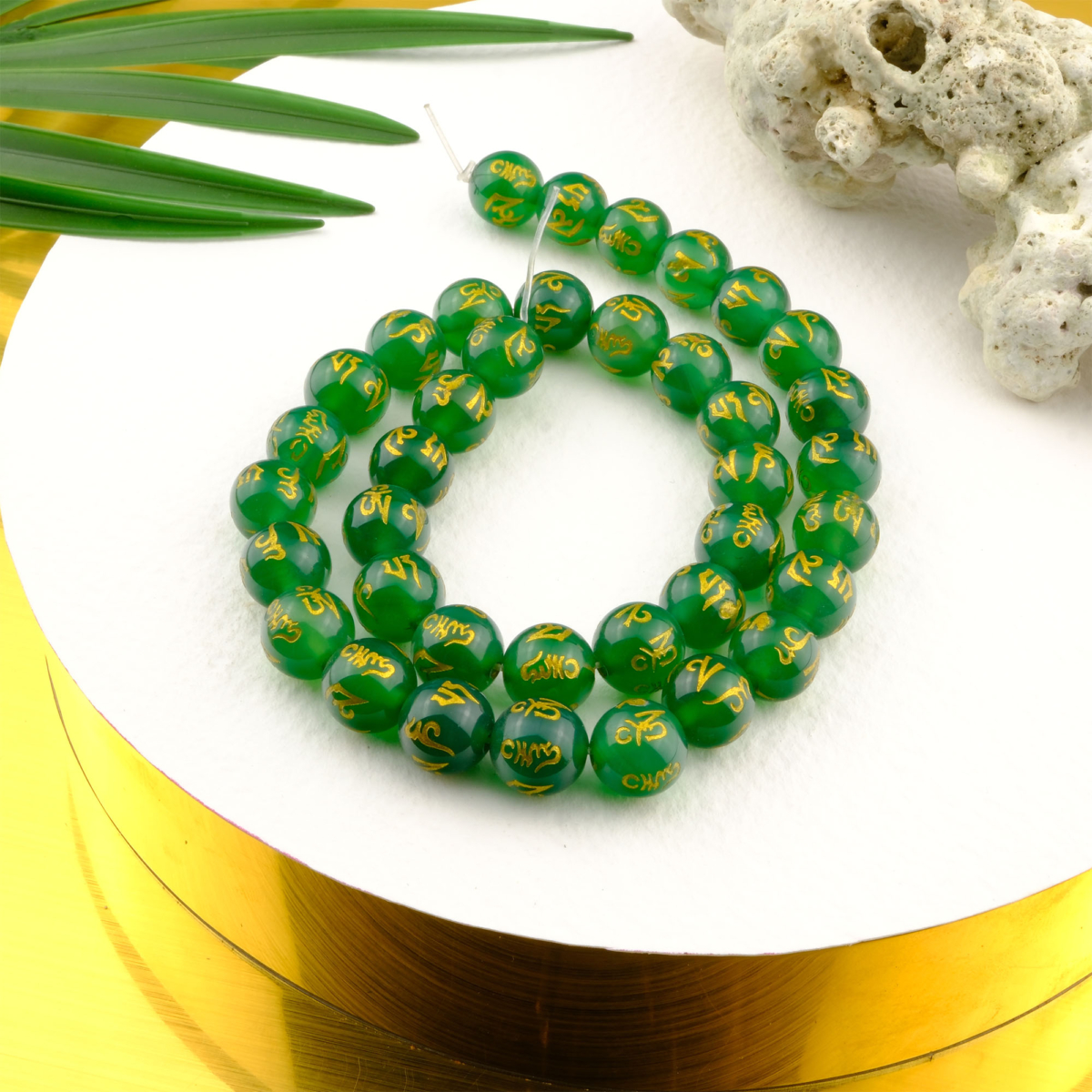 Yeşil Feng Shui doğal taş dizi 10mm – huzur, denge ve bereket enerjisini temsil eden doğanın taze tonlarını yansıtan toptan doğal taş dizi.