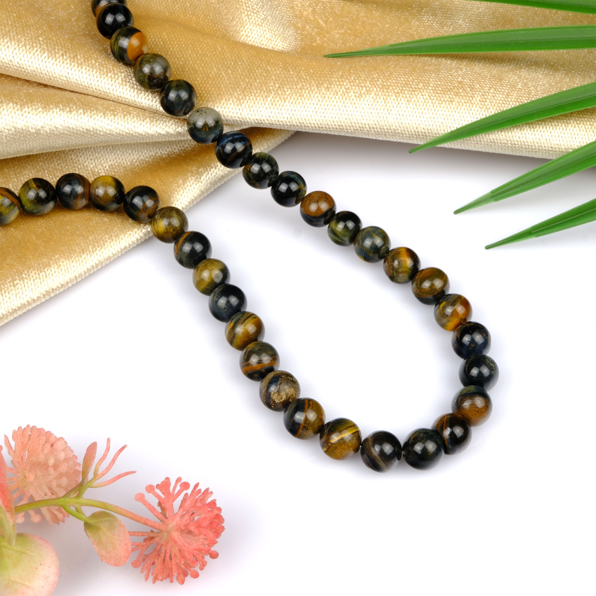 Yeşil geçişli Kaplangözü doğal taş dizi 10mm – cesaret, koruma ve denge enerjisini güçlendiren toptan doğal taş dizi