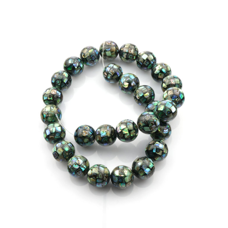 Yeşil Okyanus Sedef doğal taş dizi 14mm – deniz kabuğunun zarafetiyle iç huzur, denge ve doğanın yenileyici gücünü bir araya getiren toptan doğal taş dizi