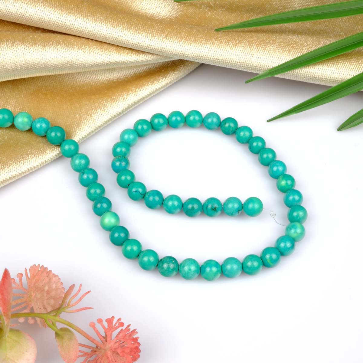 Yeşil Turkuaz doğal taş dizi 8mm – huzur, denge ve içsel iletişim enerjisini destekleyen toptan doğal taş dizi