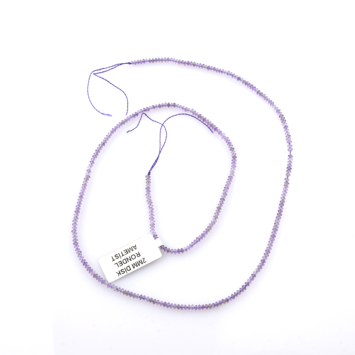 toptan doğal taş dizi ametist, 2mm disk rondel kesim formuyla mor tonların zarif enerjisini sunan, profesyonel takı üretimi için ideal doğal taş dizi