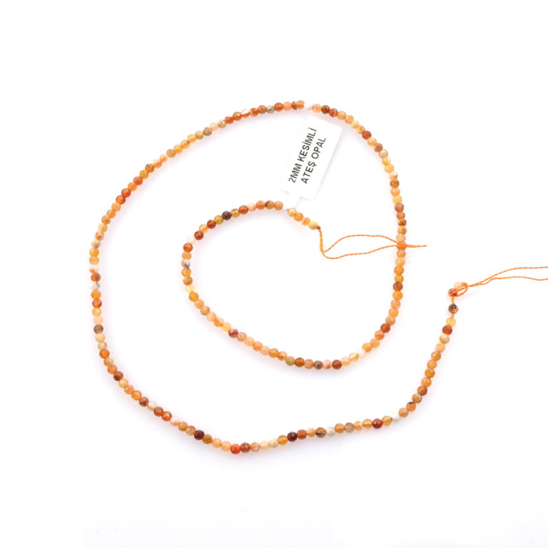 toptan doğal taş dizi ateş opal, 2mm faset kesimli yapısıyla canlı renk oyunları sunan, takı üretimi için ideal ateş opal doğal taş dizi