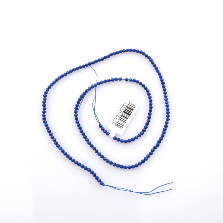 toptan doğal taş dizi lapis lazuli 2a kalite, 2mm faset kesimli yapısıyla derin lacivert tonlar ve altın pirit yansımaları sunan, profesyonel takı üretimi için ideal doğal taş dizi