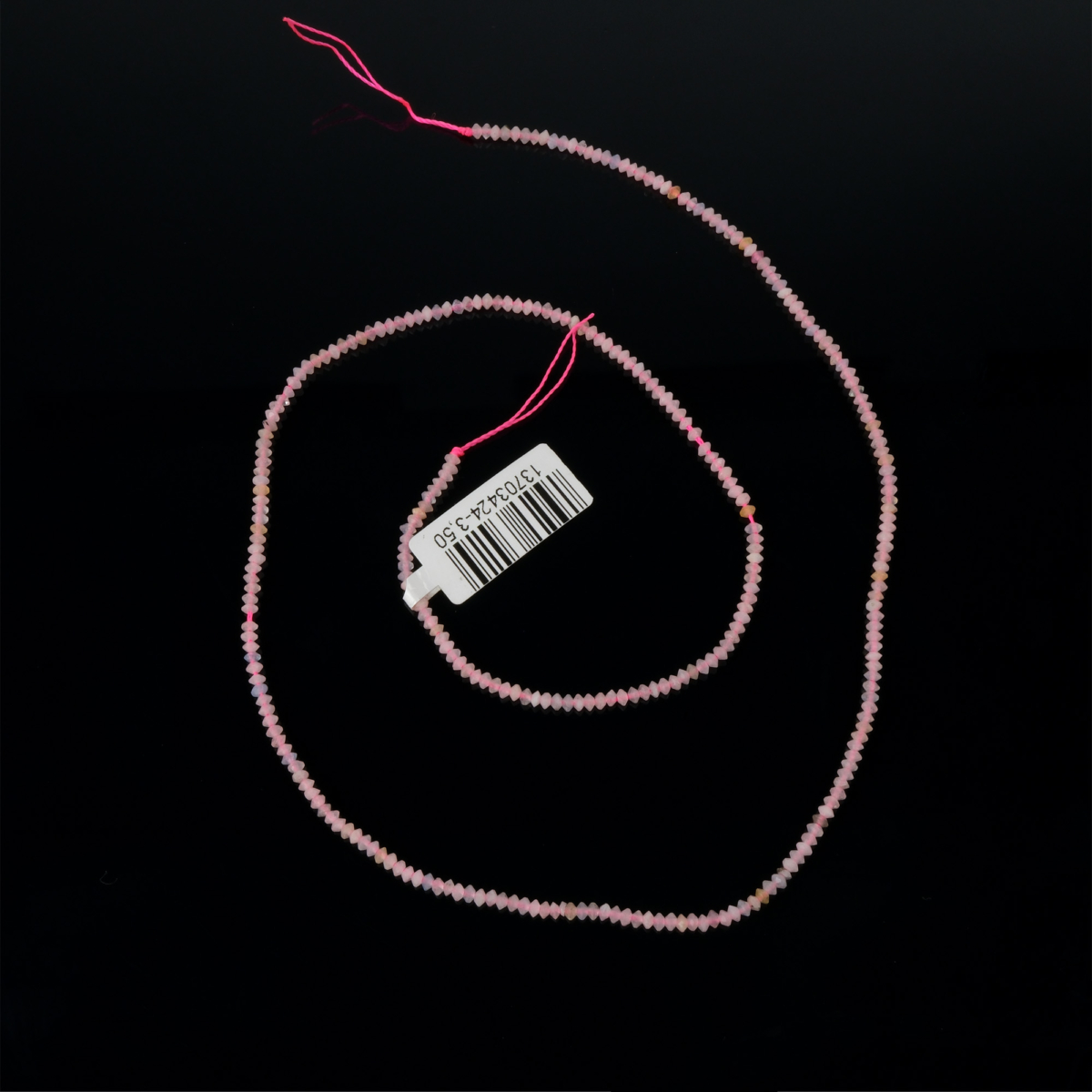 toptan doğal taş dizi morganit, 2mm disk rondel kesim formuyla yumuşak pembe ve şeftali tonları sunan, zarif takı üretimi için ideal doğal taş dizi