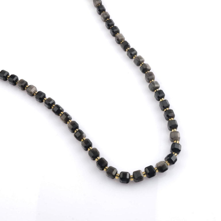 toptan doğal taş dizi obsidyen 6mm faset küp kesim profesyonel dizim için doğal taş