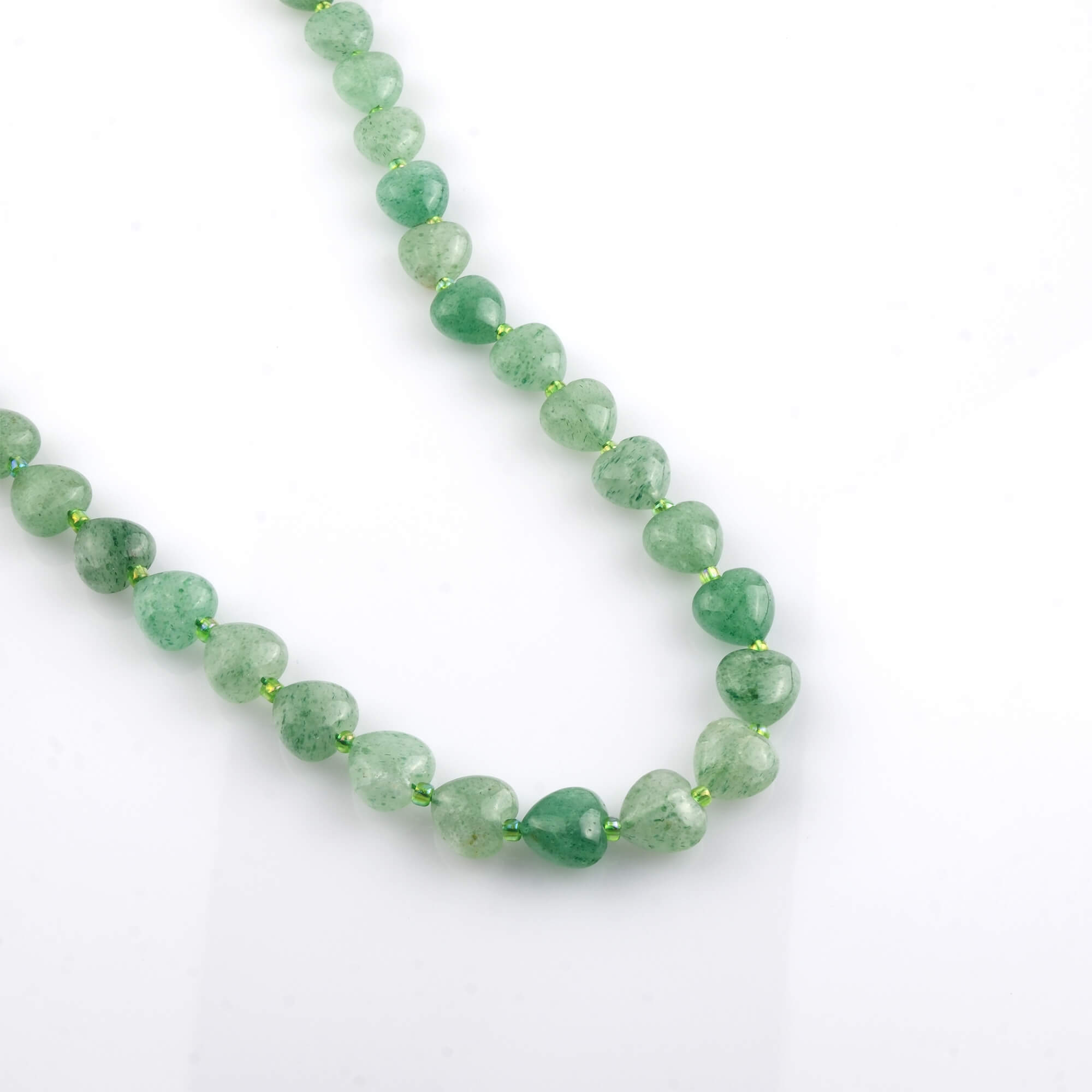 toptan doğal taş dizi yeşil çilek kuvars 10mm kalp kesim profesyonel dizim için doğal taş