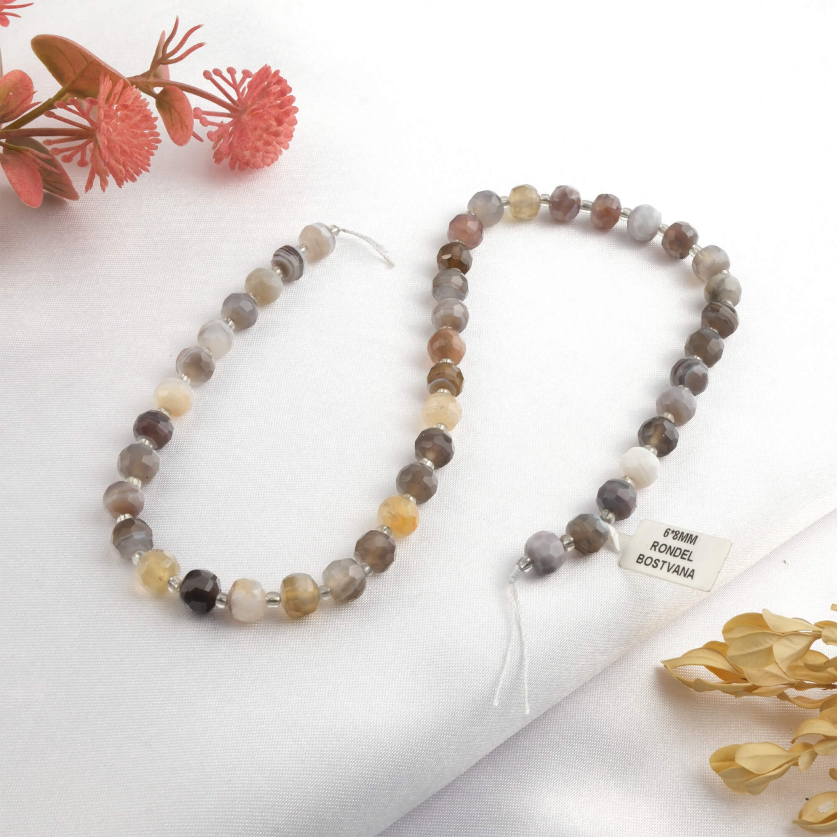 toptan doğal taş dizi bostvana akik 6x8mm rondel kesim profesyonel dizim için doğal taş