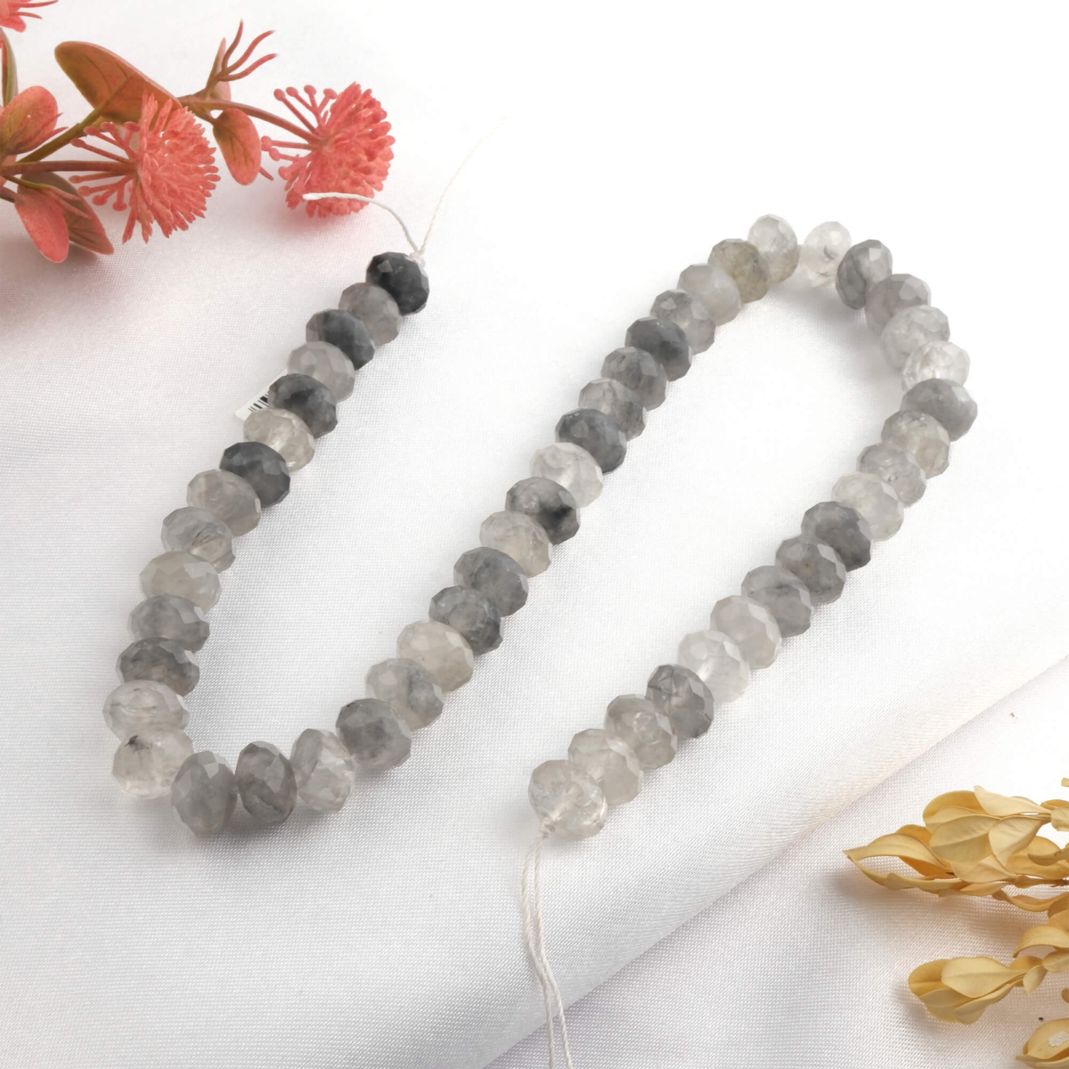 toptan doğal taş dizi rutil kuvars 12x8mm rondel kesim profesyonel dizim için doğal taş