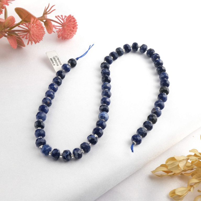 toptan doğal taş dizi sodalit 6x8mm rondel kesim profesyonel dizim için doğal taş