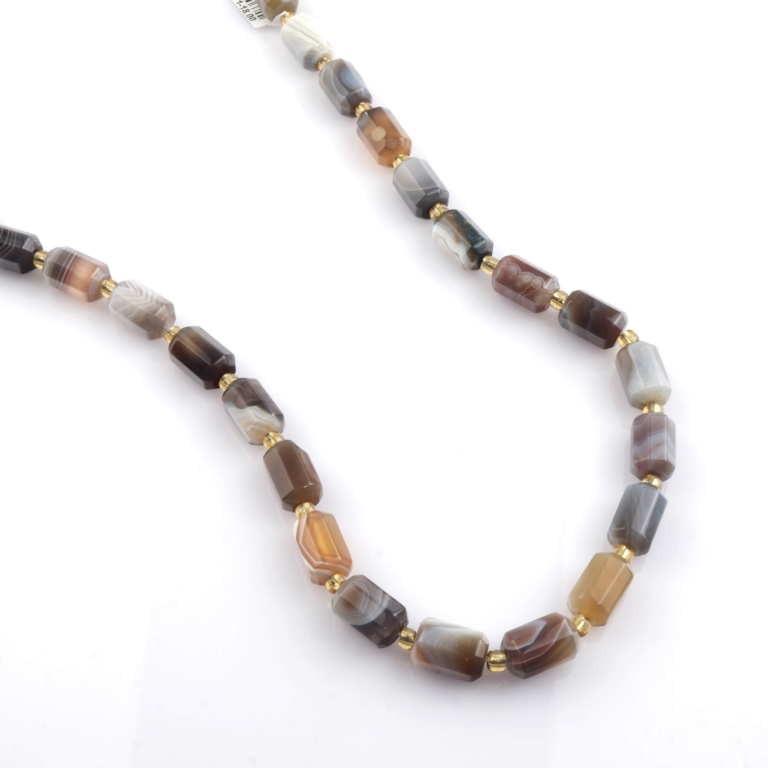 toptan doğal taş dizi bostvana akik sekizgen arası boncuklu profesyonel dizim için doğal taş