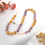 toptan doğal taş dizi sitrin ametist 10mm profesyonel dizim ve enerji çalışmaları için doğal taş