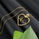 Kalp Model Gümüş Gold Bayan Kolye