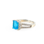 Blue Topaz Doğal Taş Gümüş Bayan Yüzük - Görsel 4