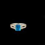 Blue Topaz Doğal Taş Gümüş Bayan Yüzük - Görsel 5