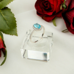 Paraiba Turmalin Doğal Taş Gümüş Bayan Yüzük (1ct)