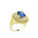 Safir Doğal Taş Gümüş Gold Bayan Yüzük (6ct) - Görsel 2