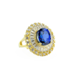 Safir Doğal Taş Gümüş Gold Bayan Yüzük (6ct) - Görsel 3