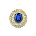 Safir Doğal Taş Gümüş Gold Bayan Yüzük (6ct) - Görsel 4