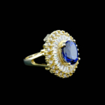 Safir Doğal Taş Gümüş Gold Bayan Yüzük (6ct) - Görsel 5