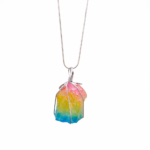 Renkli Kuvars Doğal Taş Metal Kolye