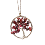 Lal (Garnet) Doğal Taş Metal Kolye - Görsel 3