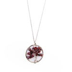 Lal (Garnet) Doğal Taş Metal Kolye