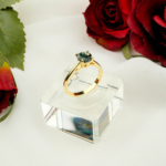 Moss Agate (Yosunlu Akik) Doğal Taş Gümüş Gold Bayan Yüzük