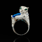Swiss Blue Topaz Doğal Taş Jaguar (Pars) Tasarımlı Gümüş Bayan Yüzük - Görsel 5
