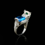 Swiss Blue Topaz Doğal Taş Jaguar (Pars) Tasarımlı Gümüş Bayan Yüzük - Görsel 6