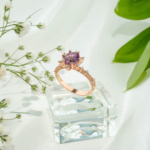 Ametist Doğal Taş Gümüş Rose Bayan Yüzük (1ct)